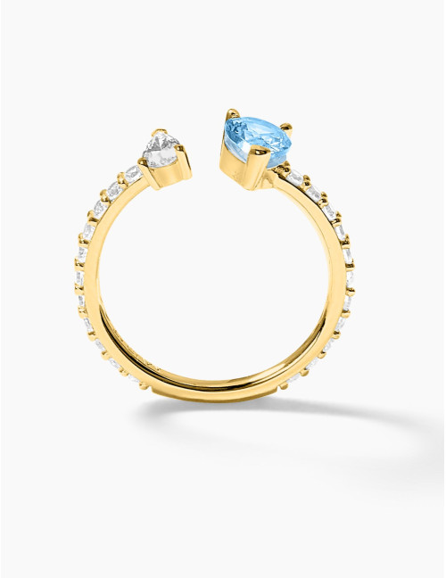 Bague Vivienne Duo Bleu Glacier Accompagnée Doré