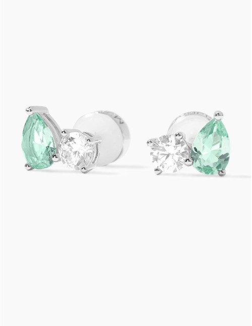 Boucles d'oreilles Toi & Moi Twist Vert Argent