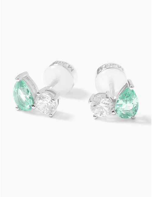 Boucles d'oreilles Toi & Moi Twist Vert Argent