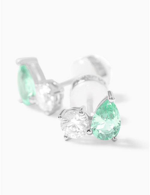 Boucles d'oreilles Toi & Moi Twist Vert Argent