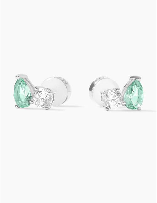 Boucles d'oreilles Toi & Moi Twist Vert Argent