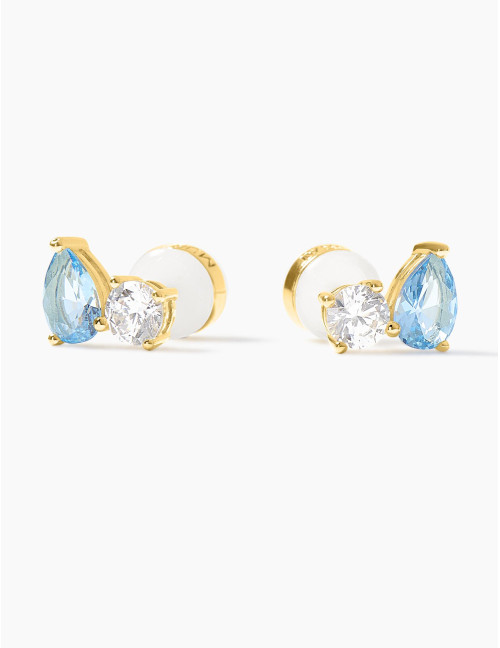 Boucles d'oreilles Toi & Moi Twist Bleu Glacier Doré
