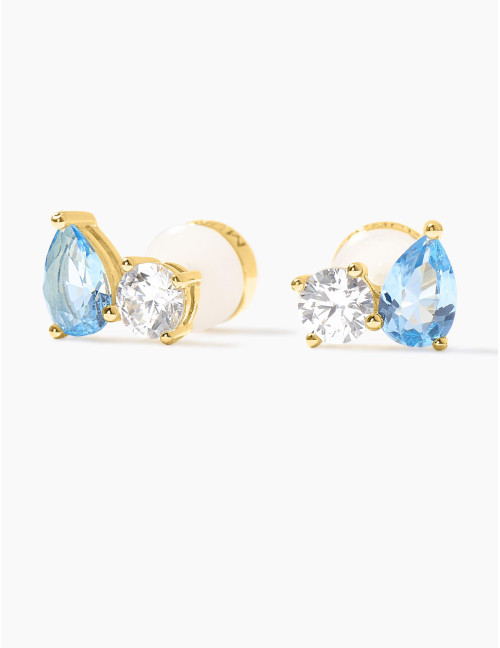 Boucles d'oreilles Toi & Moi Twist Bleu Glacier Doré