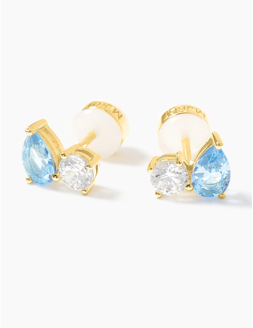 Boucles d'oreilles Toi & Moi Twist Bleu Glacier Doré