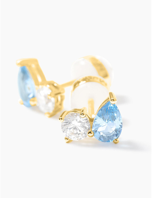 Boucles d'oreilles Toi & Moi Twist Bleu Glacier Doré