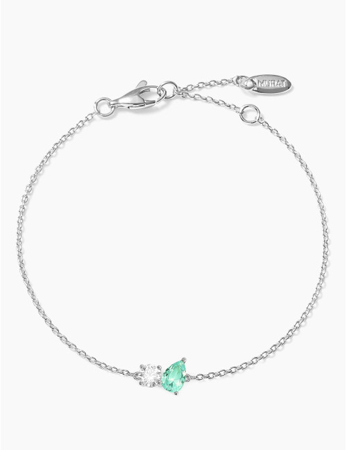 Bracelet Toi & Moi Twist Vert Argent