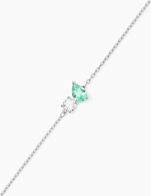 Bracelet Toi & Moi Twist Vert Argent