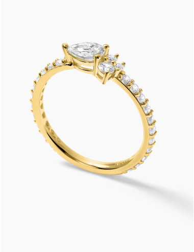 Bague Goutte Twist Accompagnée Dorée