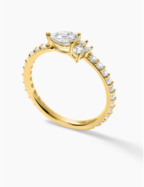 Bague Goutte Twist Accompagnée Dorée