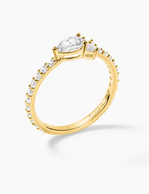 Bague Goutte Twist Accompagnée Dorée