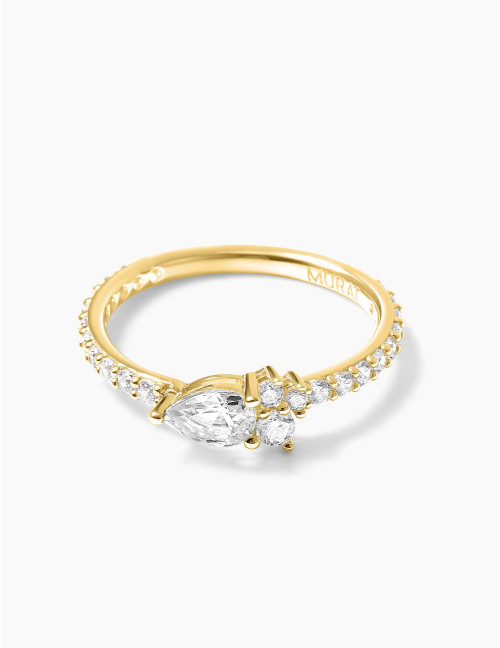 Bague Goutte Twist Accompagnée Dorée