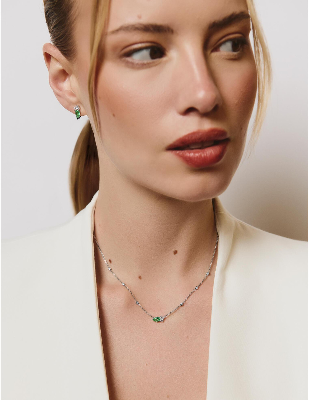 Collier Goutte Twist Absolue Vert Argent