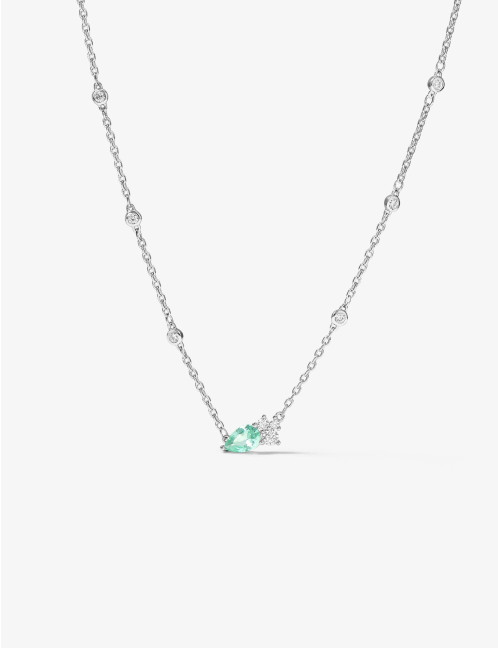 Collier Goutte Twist Absolue Vert Argent