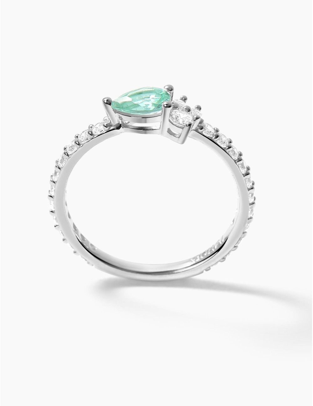 Bague Goutte Twist Accompagnée Vert Argent