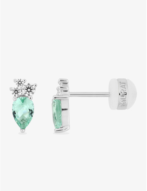 Boucles d'oreilles Goutte Twist Vert Argent