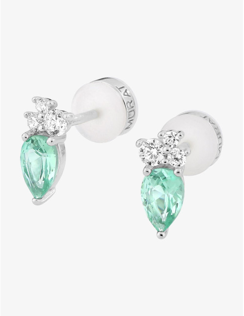 Boucles d'oreilles Goutte Twist Vert Argent