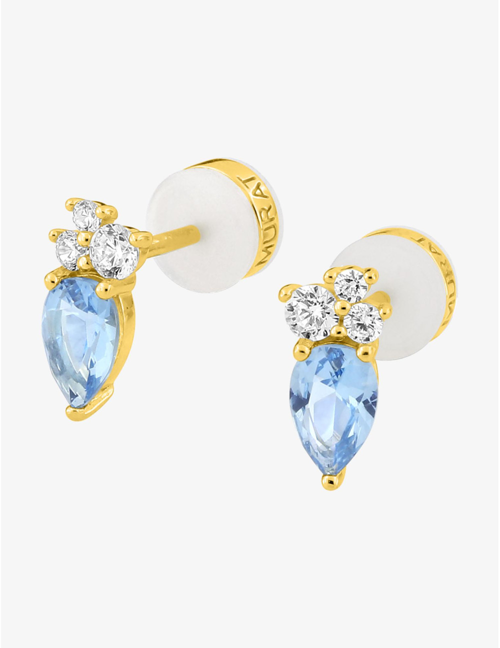 Boucles d'oreilles Goutte Twist Bleu Glacier Dorées