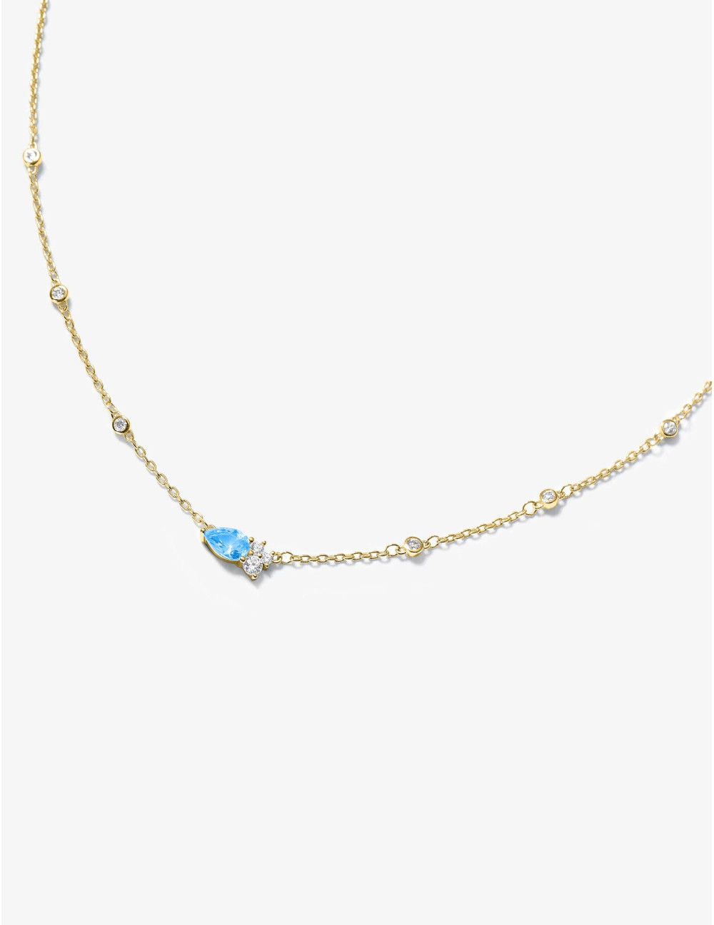Collier Goutte Twist Absolue Bleu Glacier Doré