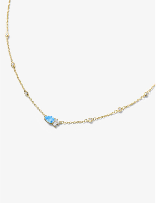 Collier Goutte Twist Absolue Bleu Glacier Doré