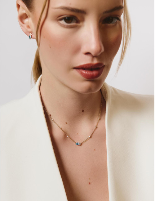 Collier Goutte Twist Absolue Bleu Glacier Doré
