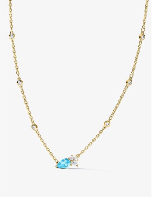 Collier Goutte Twist Absolue Bleu Glacier Doré