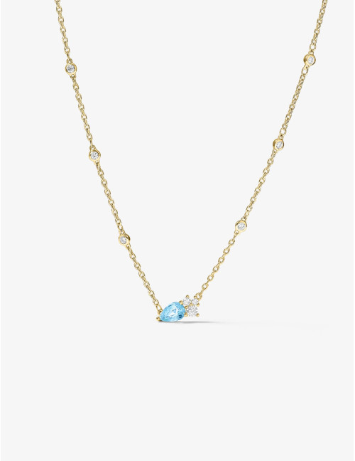 Collier Goutte Twist Absolue Bleu Glacier Doré