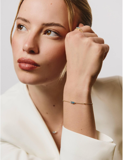 Bracelet Goutte Twist Absolue Bleu Glacier Doré