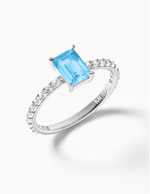 Bague Saint-Honoré Bleu Glacier Argent Grande