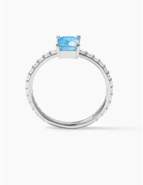 Bague Saint-Honoré Bleu Glacier Argent Grande