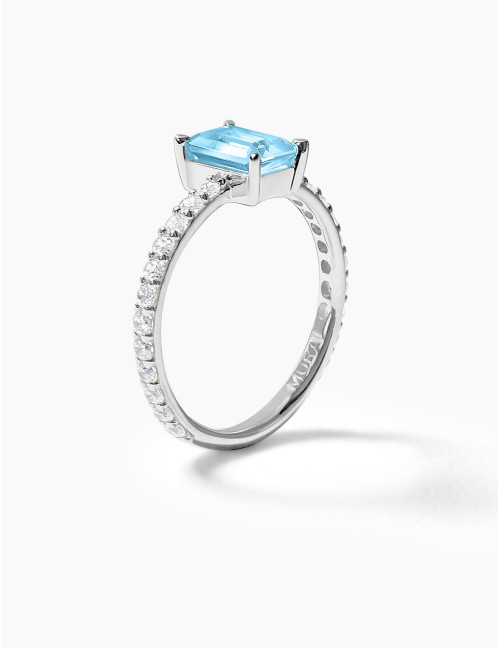 Bague Saint-Honoré Bleu Glacier Argent Grande