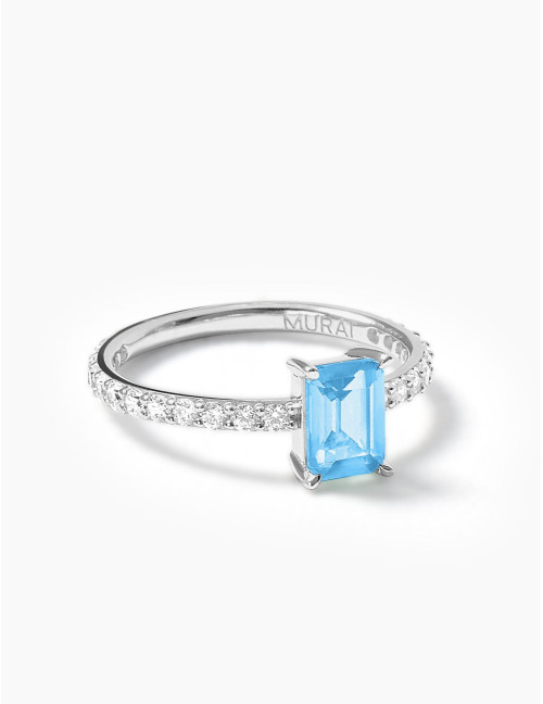 Bague Saint-Honoré Bleu Glacier Argent Grande