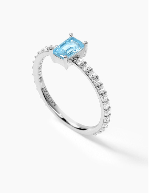 Bague Saint-Honoré Bleu Glacier Argent Moyenne
