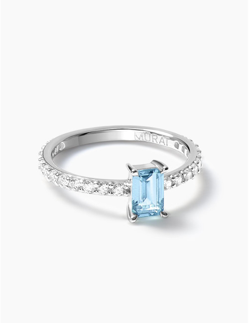 Bague Saint-Honoré Bleu Glacier Argent Moyenne