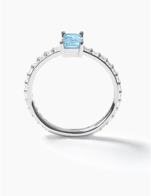 Bague Saint-Honoré Bleu Glacier Argent Moyenne