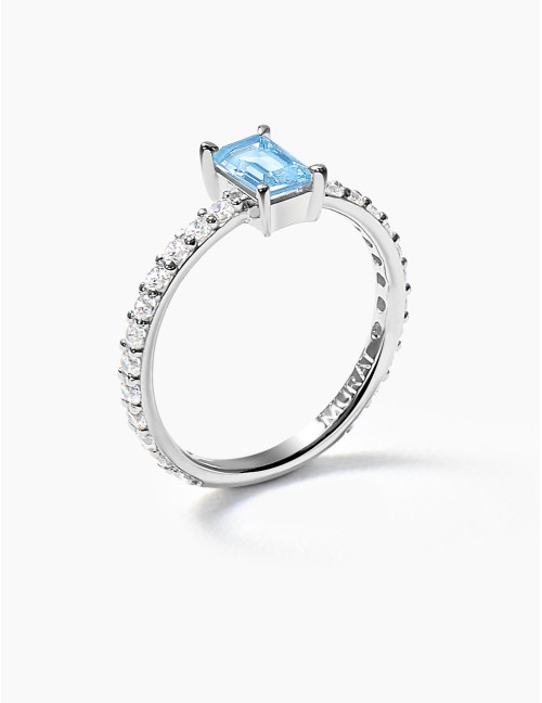 Bague Saint-Honoré Bleu Glacier Argent Moyenne