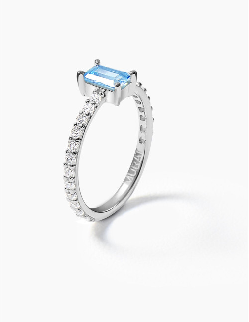 Bague Saint-Honoré Bleu Glacier Argent Moyenne