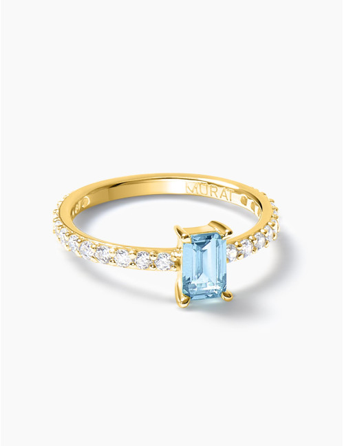 Bague Saint-Honoré Bleu Glacier Doré Moyenne