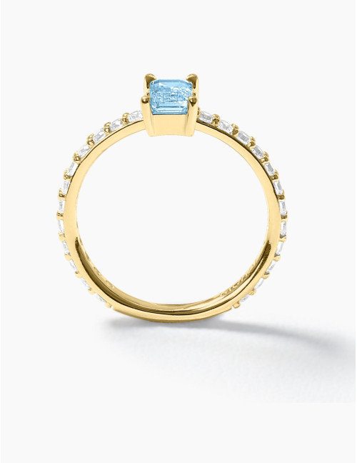 Bague Saint-Honoré Bleu Glacier Doré Moyenne