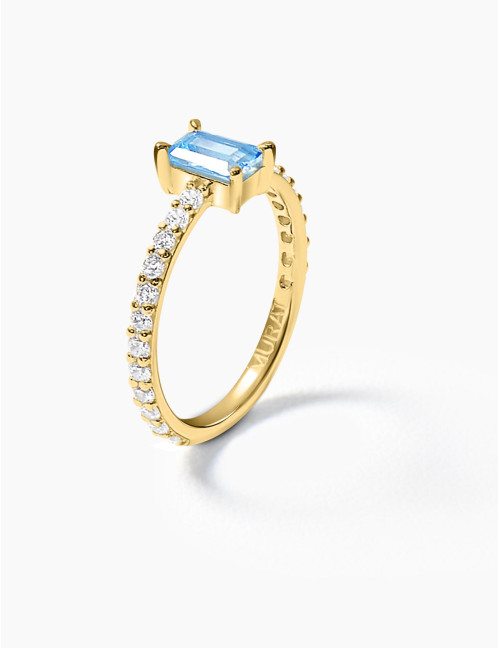 Bague Saint-Honoré Bleu Glacier Doré Moyenne