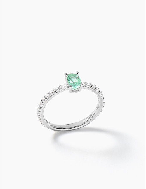 Bague Madeleine Vert Argent Moyenne