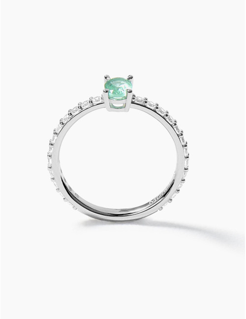 Bague Madeleine Vert Argent Moyenne