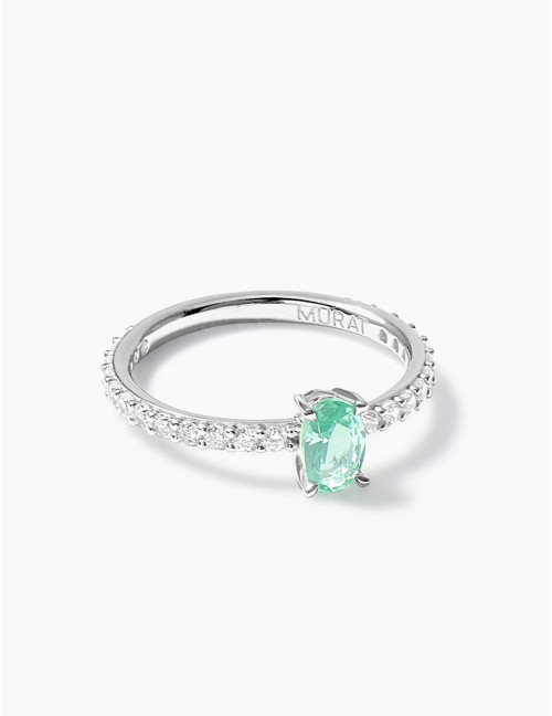 Bague Madeleine Vert Argent Moyenne