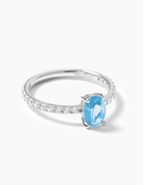 Bague Madeleine Bleu Glacier Argent Grande