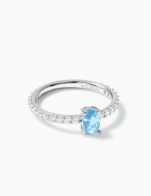 Bague Madeleine Bleu Glacier Argent Moyenne