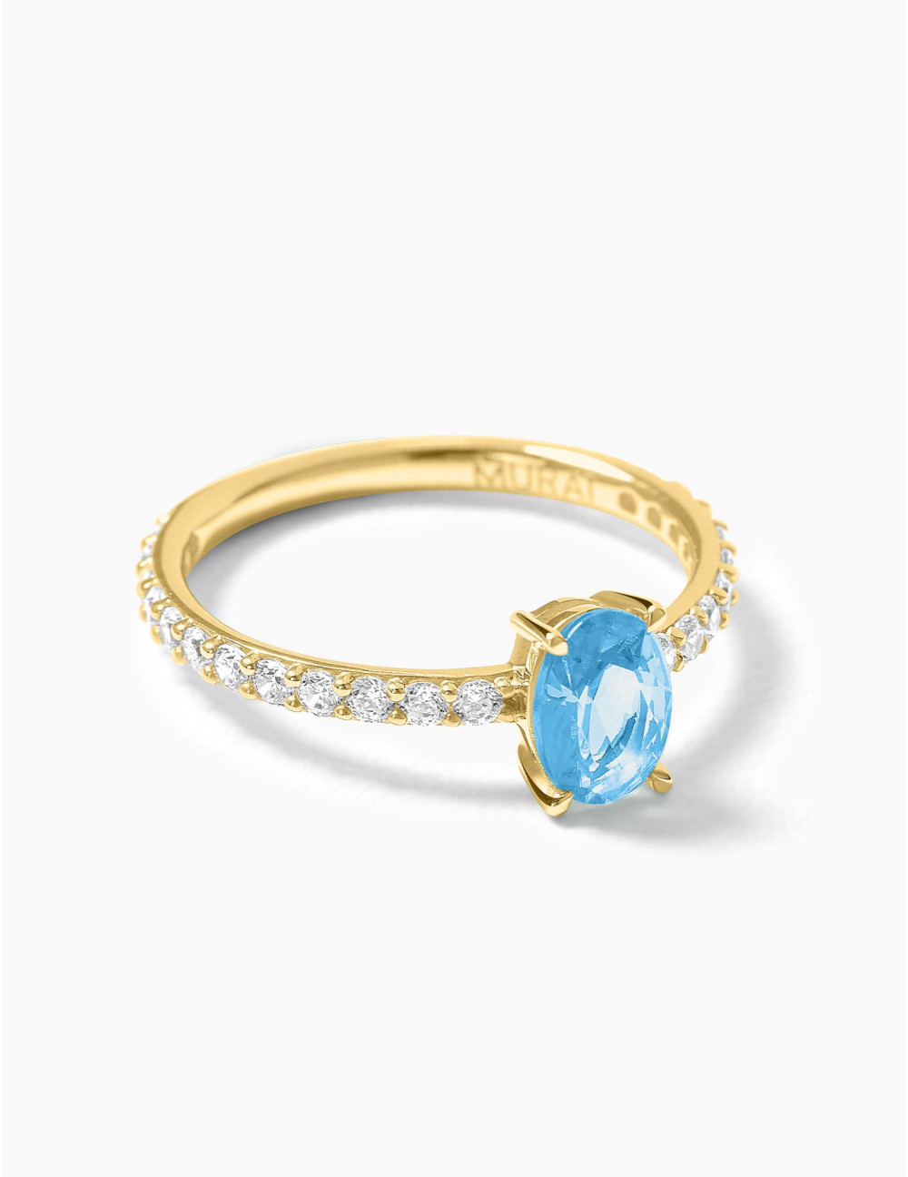 Bague Madeleine Bleu Glacier Doré Grande