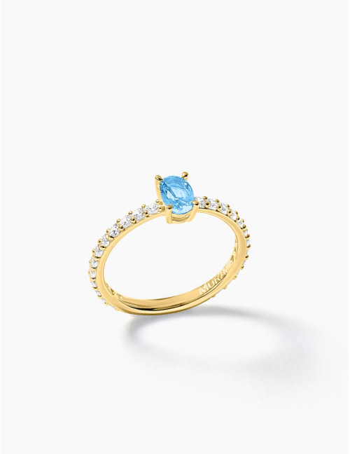 Bague Madeleine Bleu Glacier Doré Moyenne