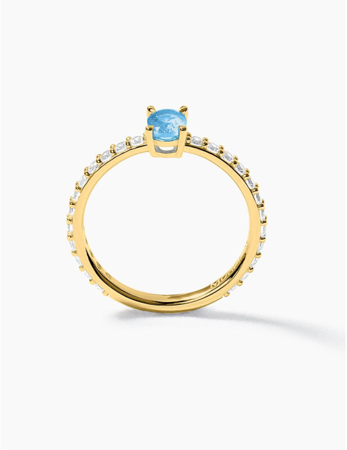 Bague Madeleine Bleu Glacier Doré Moyenne