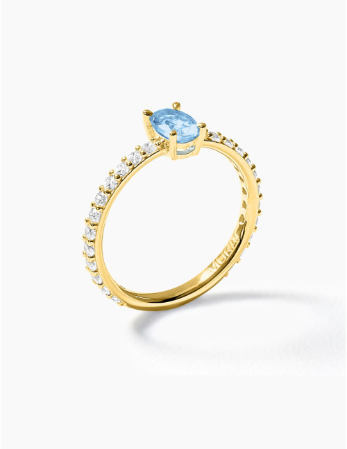 Bague Madeleine Bleu Glacier Doré Moyenne