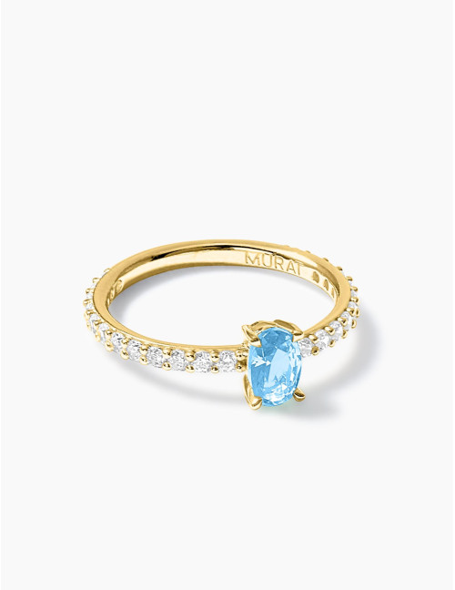 Bague Madeleine Bleu Glacier Doré Moyenne
