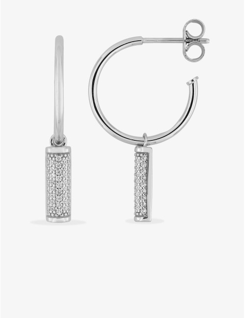 Boucles d’oreilles Graphique Baguette Pavé argent